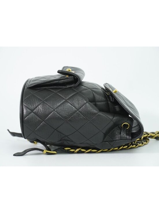 Chanel CC Logo Quilted Backpack Lambskin Leather Black main image 7